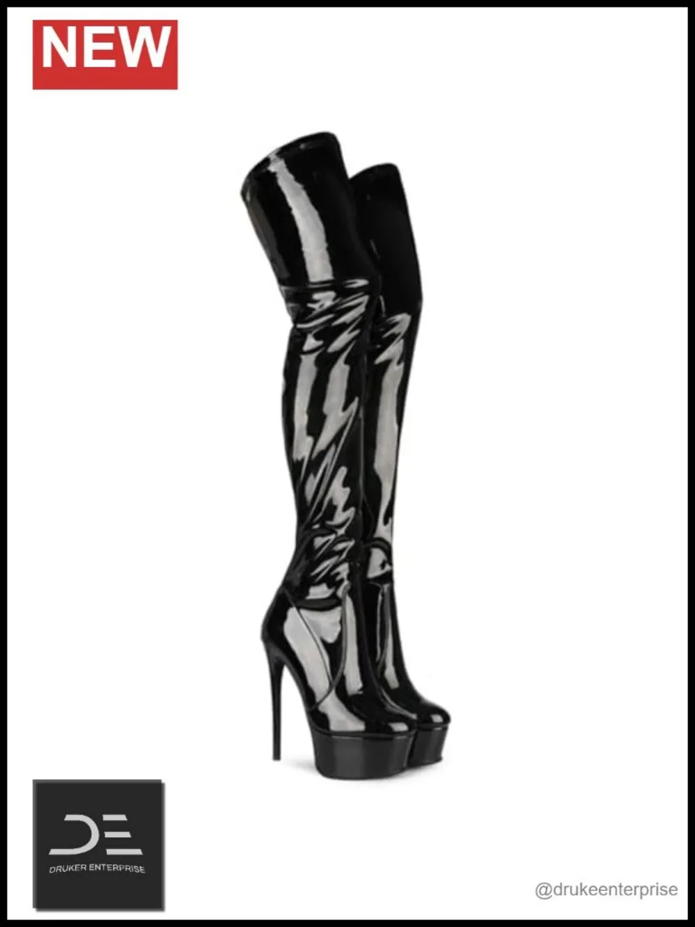 Over Knee Stiletto Boots PU Leather Platform Thigh High Dressy Party Heels